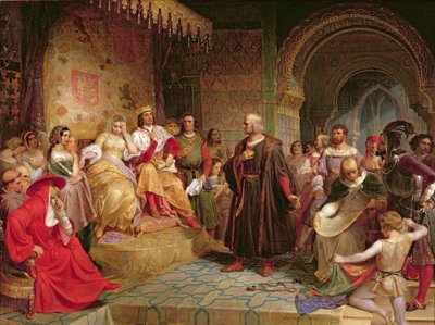 1843年の女王の前のコロンバス 作： Emanuel Gottlieb Leutze