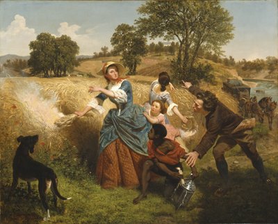 英国人の接近で彼女の小麦畑を燃やすSchuyler夫人 作： Emanuel Gottlieb Leutze