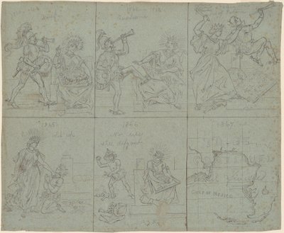 アメリカ南北戦争の政治漫画 作： Emanuel Gottlieb Leutze