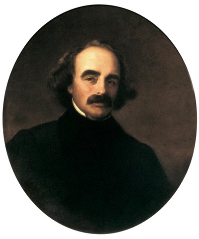 アメリカの作家ナサニエル・ホーソーン（1804-1864）の肖像 エマニュエル・ゴットリーブ・ロイツェ（1816-1868）の絵 作： Emanuel Gottlieb Leutze