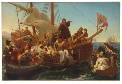 1492年、1855年のパロスからのコロンバスの出発 作： Emanuel Gottlieb Leutze