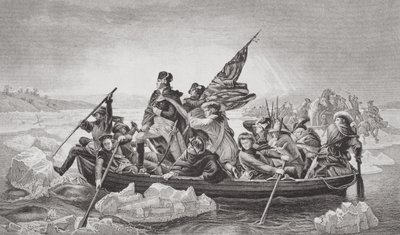 「英語とスコットランドの歴史の図解」第2巻から1776年クリスマス、ニュージャージー州トレントン近くのデラウェア州を横断するワシントン 作： Emanuel Gottlieb Leutze