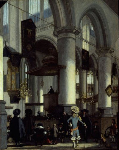デルフト、アウデ・ケルクの内部、1680年頃（油彩・パネル） 作： Emanuel de Witte