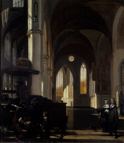 ゴシック様式の教会の内部、1650年頃（オークに油彩） 作： Emanuel de Witte
