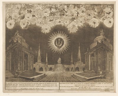 Vuurwerk in Moskou bij de viering van het einde van de Russisch-Turkse Oorlog、1775 (Act IV) ロシアとオスマン ポルテの間で締結された平和の祝典の際に、皇帝陛下の前で発射された花火の表現 (シリーズ) 作： Emel
