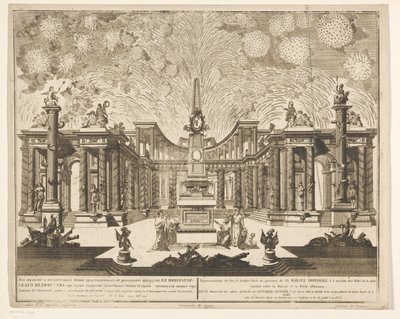 Vuurwerk in Moskou bij de viering van het einde van de Russisch-Turkse Oorlog、1775 (Act III) ロシアとオスマン ポルテの間で締結された平和の祝典の際に、皇帝陛下の前で発射された花火の表現 (シリーズ) 作： Emel