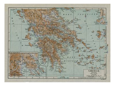 古代ギリシャの地図、c1910s。 作： Emery Walker