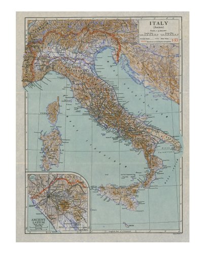 古代イタリアの地図、c1910s。 作： Emery Walker