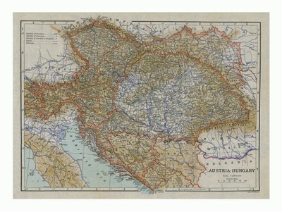 オーストリア-ハンガリーの地図、c1910s。 作： Emery Walker