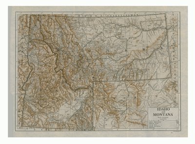 アイダホ州とモンタナ州、アメリカ合衆国、c1910年代の地図。 作： Emery Walker