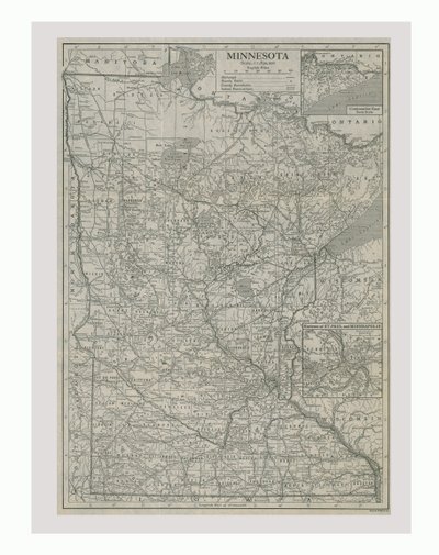 米国ミネソタ州の地図、c1900年代。 作： Emery Walker