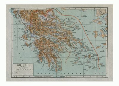 現代ギリシャの地図、c1910s。 作： Emery Walker