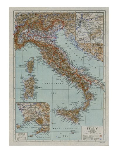 現代イタリアの地図、c1910s。 作： Emery Walker