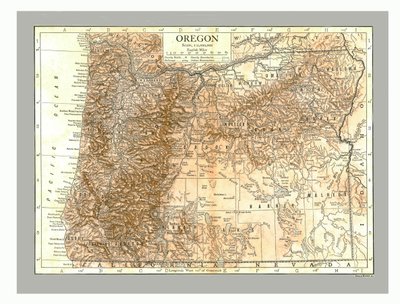 オレゴン州の地図、c1910。 作： Emery Walker