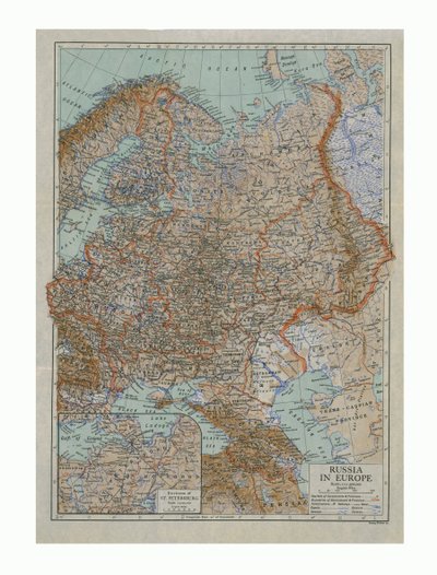 ヨーロッパのロシアの地図、c1910s。 作： Emery Walker