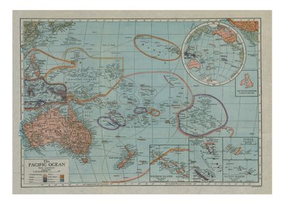 太平洋の地図、c1910s。 作： Emery Walker