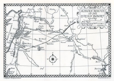 鉄道と自動車のルートとパイプライン、シリア砂漠、1937 作： Emery Walker