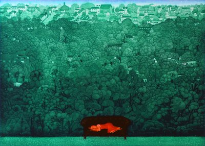 雨の中の夢想, 2009 (エッチング) 作： 相田恵美子