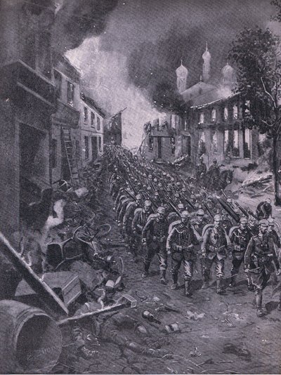 ドイツ軍によるブレスト・リトウスキー侵攻（『イラストレイテッド・ヒストリー・オブ・ワールド・ウォー 1914-1915』（ユニオン・ベルラグゼフェルフシャフト刊）より 作： Emil (after) Limmer