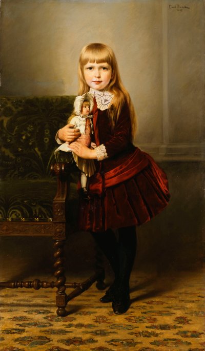 人形を持つ少女の肖像、1887 作： Emil Brack