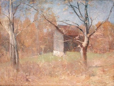 アーティストのスタジオの裏側（油彩・キャンバス） 作： Emil Carlsen