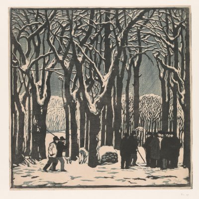 冬の森の男たち 作： Emil Orlik (signed by artist)