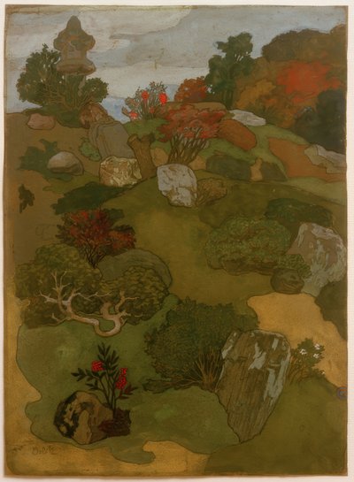 京都の古い庭園 作： Emil Orlik