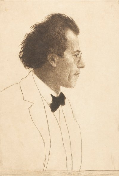 作曲家グスタフ・マーラーの肖像1860-1911、1902。 作： Emil Orlik