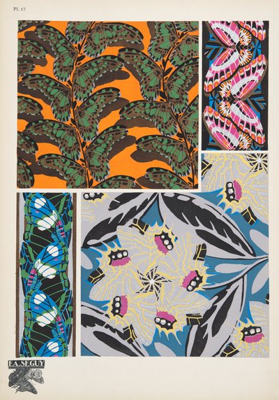 プレート 17、Butterflies、パブから。 1925年（ステンシルプリント） 作： Émile Allain Séguy