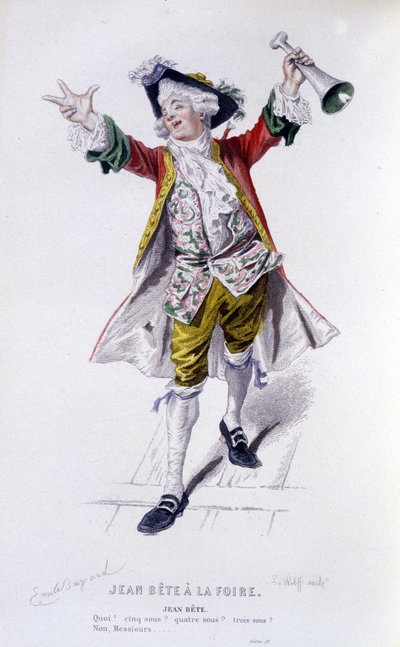 ボーマルシェ（1732-1799）の全作品をエドゥアール・フルニエが描いたものですが、エミール・バヤールが描いたものです。エド。Laplace, Sanchez et Cie, Paris 1876.これは "Jean Beast at the Fair "のJean Beastです。 作： Emile Antoine Bayard