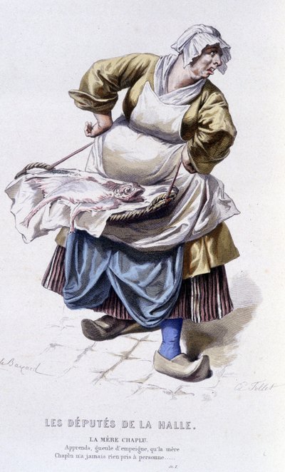 エドゥアール・フルニエによるボーマルシェ（1732-1799）の全作品。エミール・バヤールによるドローイング。エド。Laplace, Sanchez et Cie, Paris 1876年。これは "ホールの代議士 "の母チャプル 作： Emile Antoine Bayard