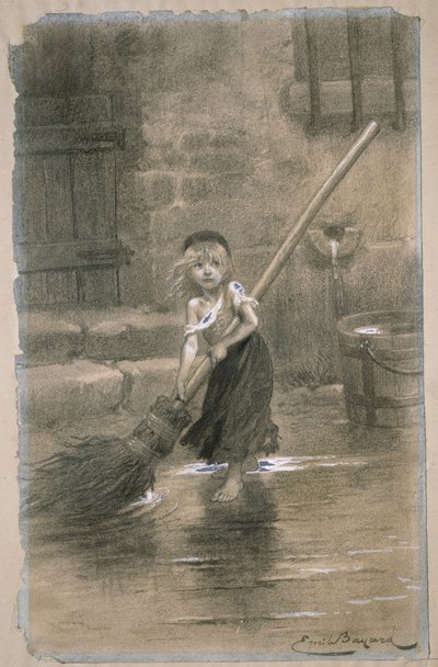 コセット。ビクターユーゴー作のレミゼラブルのイラスト、1862年 作： Emile Antoine Bayard