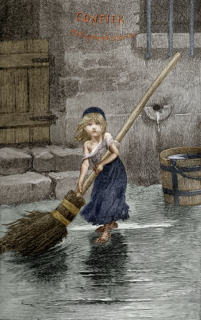 コセット、ヴィクトルユーゴー作「レミゼラブル」のイラスト、1862年 作： Emile Antoine Bayard