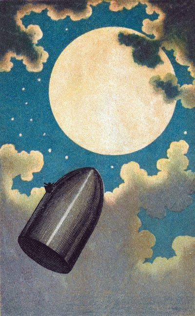 De la Terre a la Lune de Jules Verne - ジュール・ヴェルヌの『地球から月へ』の挿絵 - Emile-Antoine Bayard (1837-1891).カラーリトグラフ 作： Emile Antoine Bayard