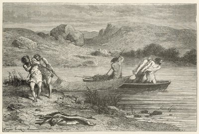 磨かれた石の時代の漁師 作： Emile Antoine Bayard