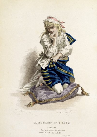 フィガロの結婚」のシュザンヌ - エミール・バヤール作画の「Oeuvres complètes de Beaumarchais」（Laplace Sanchez & cie, Paris）に収録。 作： Emile Antoine Bayard