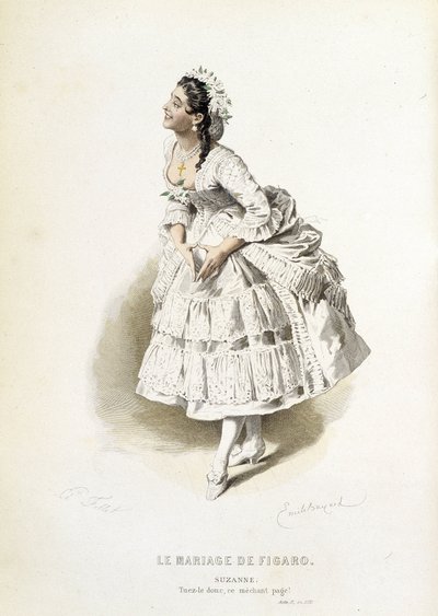 フィガロの結婚」のシュザンヌ - エミール・バヤール作画の「Oeuvres complètes de Beaumarchais」（Laplace Sanchez & cie, Paris）に収録。 作： Emile Antoine Bayard