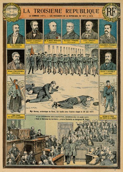 1871年から1913年までの第三共和国とその大統領 - 1871年のコミューン - パリのアルシュベクであるモンシニョール・ダルボワが、1871年5月28日に他の人質とともに銃殺された - 1871年6月16日の下院での集会。1871年6月16日の下院での演説：「パリの解放者はここにいる 作： Emile Antoine Bayard
