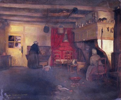 ダムヴィリエの農民のインテリア、1882 作： Emile Bastien Lepage