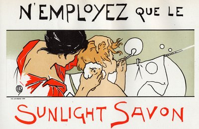 お風呂に入る子供、日光石鹸の広告、19世紀末（ポスター） 作： Émile Berchmans