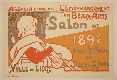 芸術奨励協会の「1896 サロン展」を宣伝するポスターの複製、リエージュ、サン ポール広場 作： Émile Berchmans