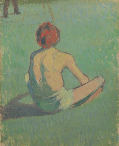 草の中に座っている少年 作： Emile Bernard