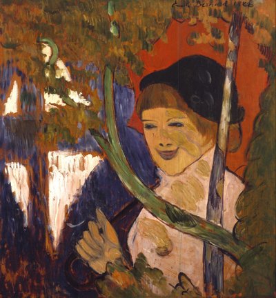 赤い傘を持つブルトンガール 作： Emile Bernard
