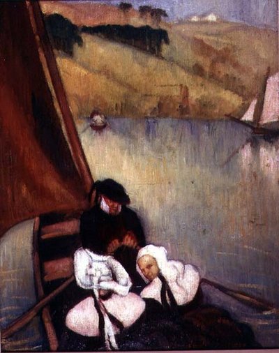 フェリーボートに乗るブルトン人女性、1900年頃（油彩・キャンバス） 作： Emile Bernard
