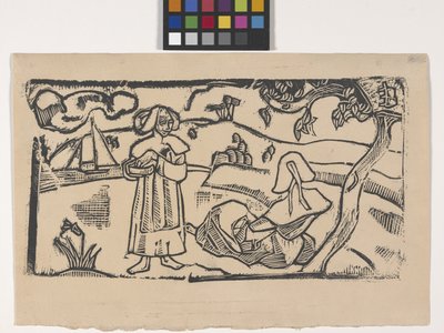 Deux Bretonnes (二人のブルトンの女性) (木版画) 作： Emile Bernard