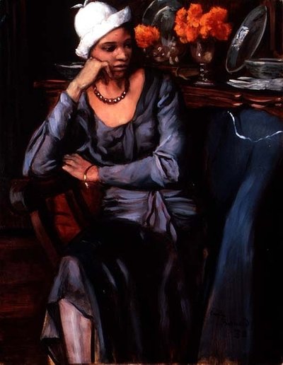 クローシュハットを被ったネグレス（油彩・キャンバス 作： Emile Bernard