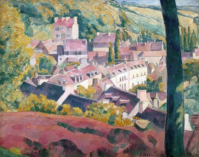 愛の森から見たポン・タヴァン（キャンバスに油彩） 作： Emile Bernard