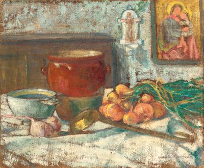 タマネギのある静物、1889 作： Emile Bernard