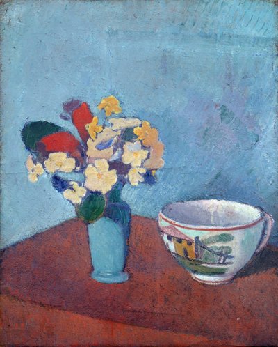 花とカップの花瓶 - Emile Bernard (1868-1941) の絵画、キャンバスに油彩 作： Emile Bernard