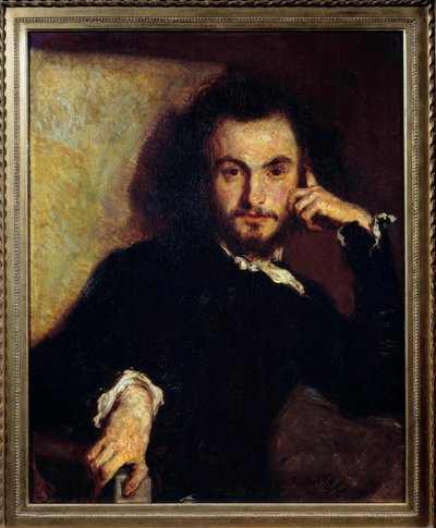 シャルル・ボードレール（1821-1867）の肖像 エミール・ドロイ（1820-1846）の絵画 1844年 日0.8x0.65 m 作： Emile Deroy